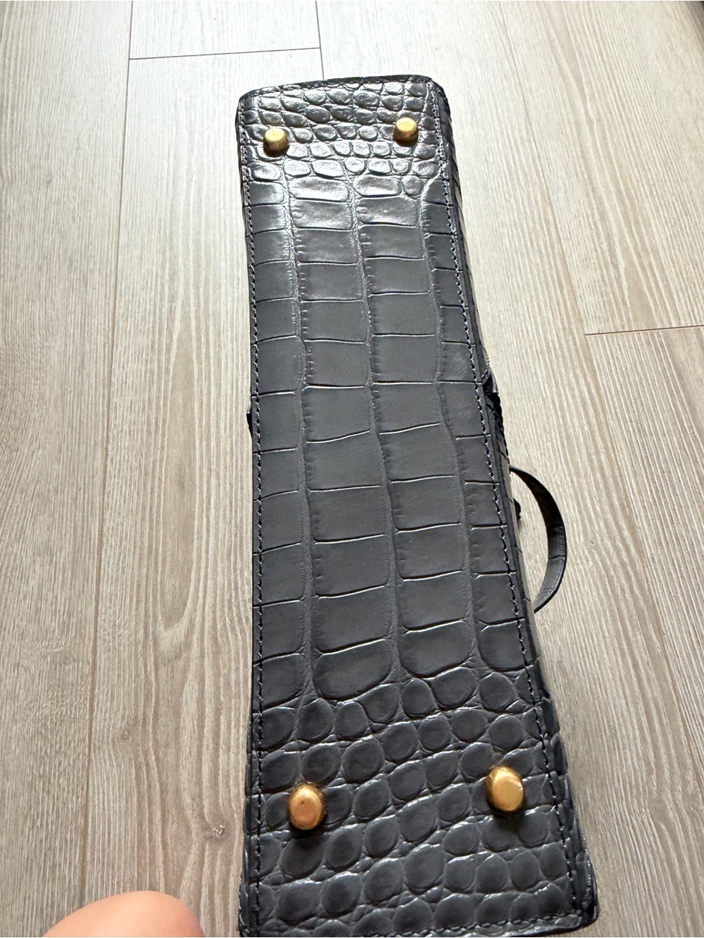 Tory Burch Walker Diamond Embossed Croc Leather Grey Satchel sophisticated luxe - Picture 3 of 7